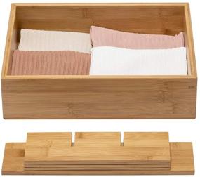 img 1 attached to 🗄️ GOBAM Closet Drawer Organizer: Tidy up Your Wardrobe with 15 Compartments - Bamboo Storage Solution for Ties, Bras, Briefs, Socks, and More