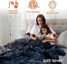 img 2 attached to 🔥 EHEYCIGA Electric Heated Blanket Throw: Faux Fur Shepa, 5 Heat Settings, 3-Hour Auto Off, Grey - 50 x 60 Inches