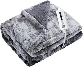 img 3 attached to 🔥 EHEYCIGA Electric Heated Blanket Throw: Faux Fur Shepa, 5 Heat Settings, 3-Hour Auto Off, Grey - 50 x 60 Inches