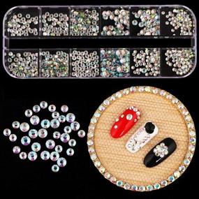 img 1 attached to 💅 WOKOTO 4Pcs Nail Crystals and Rhinestones: Rose Gold Nail Studs Charms for Women, Colorful Pointed Fake Diamonds and AB Rhinestones Kit with Tweezers and Picker Pencil - Mix-Style