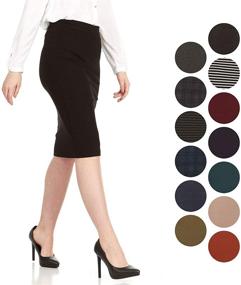 img 3 attached to Ponti Midi Skirts for Women: Knee-Length Elegance with Wide Waist Band – Junior & Plus Sizes by X America