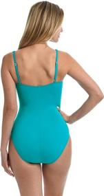 img 1 attached to 👙 La Blanca Women's Island Goddess Over The Shoulder One Piece Swimsuit - Rouched Front Bandeau Style