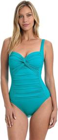 img 2 attached to 👙 La Blanca Women's Island Goddess Over The Shoulder One Piece Swimsuit - Rouched Front Bandeau Style