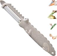 🐊 multifunctional ceramic crocodile-shaped peeler: wheat material for fruits, vegetables, fish scale scraper, and digging scraper (malt white) logo