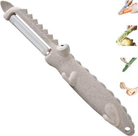 img 4 attached to 🐊 Multifunctional Ceramic Crocodile-shaped Peeler: Wheat Material for Fruits, Vegetables, Fish Scale Scraper, and Digging Scraper (Malt White)