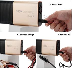 img 3 attached to 500W Car Power Inverter with Pure Sine Wave, BMK Car Converter for DC 12V to 110V AC with 1 Type C Port, 2 USB Ports, and 2 AC Outlets