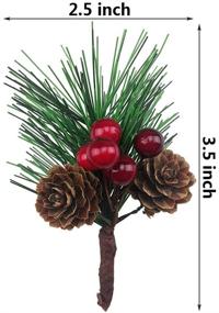 img 3 attached to 🎄 20PCS Artificial Pine Picks with Red Pinecones for Christmas Flower Arrangements, Wreaths, and Holiday Decorations