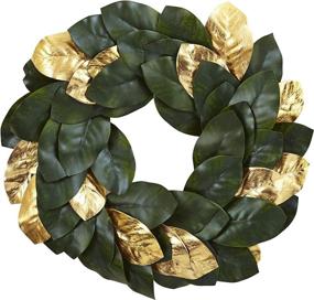 img 3 attached to 🌿 22" Nearly Natural Golden Leaf Magnolia Wreath – Exquisite Home Decor with Lifelike Charm"