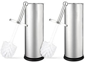 img 3 attached to Modern Toilet Brush Set with Holder - Home Intuition, 2 Pack - Bathroom Bowl Scrubber