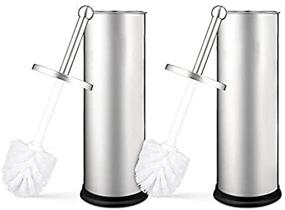 img 1 attached to Modern Toilet Brush Set with Holder - Home Intuition, 2 Pack - Bathroom Bowl Scrubber