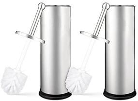 img 4 attached to Modern Toilet Brush Set with Holder - Home Intuition, 2 Pack - Bathroom Bowl Scrubber