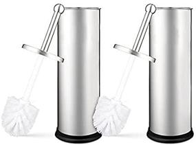 img 2 attached to Modern Toilet Brush Set with Holder - Home Intuition, 2 Pack - Bathroom Bowl Scrubber