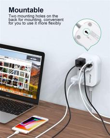 img 2 attached to 💡 Compact USB Power Strip with 3 Outlets, 3 Smart USB Ports (3.1A), 5ft Braided Power Cord, ETL Listed - Ideal for Cruise Ship, Travel, Home, Office