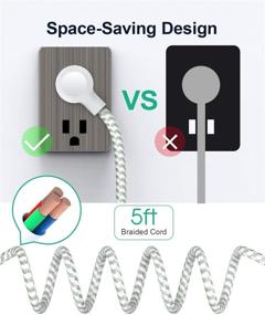 img 1 attached to 💡 Compact USB Power Strip with 3 Outlets, 3 Smart USB Ports (3.1A), 5ft Braided Power Cord, ETL Listed - Ideal for Cruise Ship, Travel, Home, Office