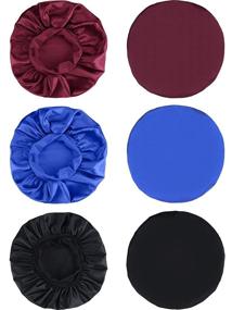 img 1 attached to 💤 Premium Quality Satin Sleep Cap Trio – Elastic Wide Band Hat Set for Ultimate Nighttime Comfort and Restful Sleep (Black, Royal Blue, Wine Red)