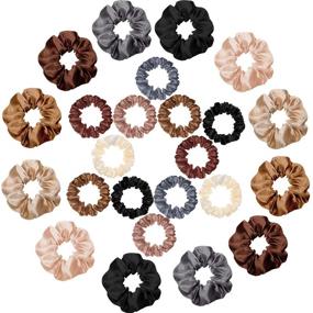 img 3 attached to 💁 Chic and Stylish: 24 Pieces Satin Hair Scrunchies Silk Elastic Hair Bands for Women and Girls - Versatile Hair Accessories in Skinny Solid Colors