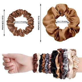 img 1 attached to 💁 Chic and Stylish: 24 Pieces Satin Hair Scrunchies Silk Elastic Hair Bands for Women and Girls - Versatile Hair Accessories in Skinny Solid Colors