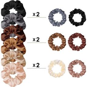 img 2 attached to 💁 Chic and Stylish: 24 Pieces Satin Hair Scrunchies Silk Elastic Hair Bands for Women and Girls - Versatile Hair Accessories in Skinny Solid Colors