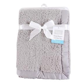 img 1 attached to 🔲 Hudson Baby Unisex Sherpa Plush Blanket with Satin Binding, Gray, One Size