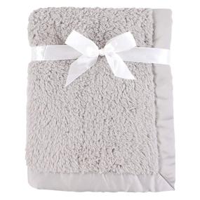 img 2 attached to 🔲 Hudson Baby Unisex Sherpa Plush Blanket with Satin Binding, Gray, One Size