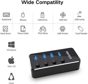 img 1 attached to 🔌 RSHTECH 4 Port USB C to USB 3.0 Hub Expander - Portable Aluminum USB 3.0 Splitter with 5V AC Adapter, Individual On/Off Switches - RSH-516-C