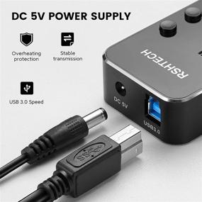 img 2 attached to 🔌 RSHTECH 4 Port USB C to USB 3.0 Hub Expander - Portable Aluminum USB 3.0 Splitter with 5V AC Adapter, Individual On/Off Switches - RSH-516-C