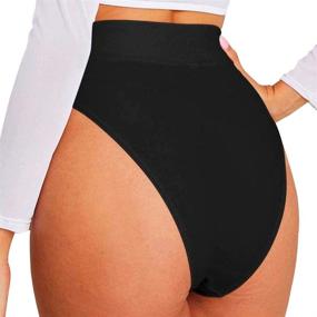 img 3 attached to Womens High Cut High Leg Swimsuit Briefs - Mycoco Cheeky Bikini Bottoms