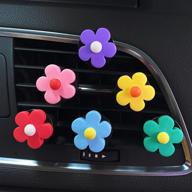 🌼 6-piece vibrant flowers car air vent clips: cute daisy flower car interior decoration accessories for girls & women – colorful car charm air freshener (bright) logo