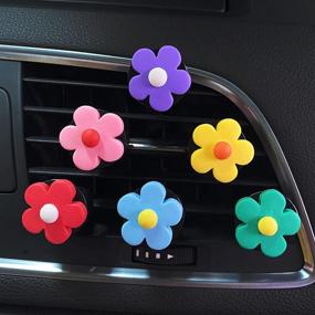 img 4 attached to 🌼 6-Piece Vibrant Flowers Car Air Vent Clips: Cute Daisy Flower Car Interior Decoration Accessories for Girls & Women – Colorful Car Charm Air Freshener (Bright)