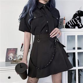 img 3 attached to 🖤 FIDDY898 Goth Skirt: Trendy High Waist Black Skater Skirt with Pleats – Perfect for School and Tennis!