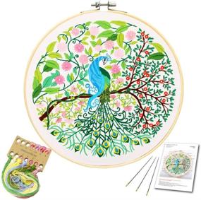 img 4 attached to 🦚 Peacock Embroidery Starter Kit with Instructions for beginners | Cross Stitch Set | Stamped Embroidery Kits with Full Range of Patterns