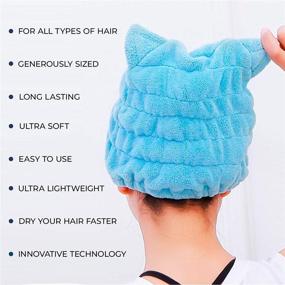 img 1 attached to 👒 2-Piece Microfiber Hair Towel Wrap for Women - Hair Turban Towel - Cute Hair Wraps for Women Sleeping - Hair Wrap Towels - Perfect Hair Drying Cap for Women and Kids - Overnight Hair Wrap - Hair Cap