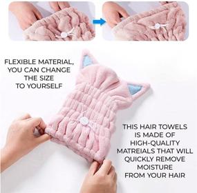 img 2 attached to 👒 2-Piece Microfiber Hair Towel Wrap for Women - Hair Turban Towel - Cute Hair Wraps for Women Sleeping - Hair Wrap Towels - Perfect Hair Drying Cap for Women and Kids - Overnight Hair Wrap - Hair Cap