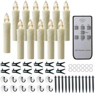 mixaly 12 pcs flameless window candles: battery operated ivory led tapers with remote & timer - warm white christmas candles for wedding, birthday, party décor логотип