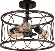 🏡 sophisa farmhouse kitchen decor industrial silver metal cage chandelier - semi flush mount ceiling light fixture for living room, dining room, bedroom, and reading room logo