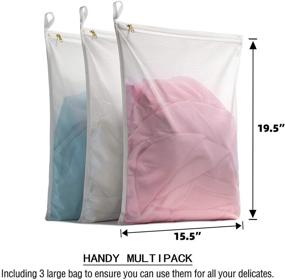 img 3 attached to 🧦 TENRAI Delicates Laundry Bags - Premium Fine Mesh Wash Bag for Underwear, Lingerie, Bra, Pantyhose, Socks - White, 3 Large Bags with YKK Zipper & Hanger Loops