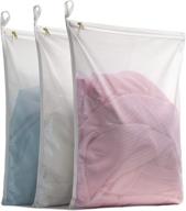 🧦 tenrai delicates laundry bags - premium fine mesh wash bag for underwear, lingerie, bra, pantyhose, socks - white, 3 large bags with ykk zipper & hanger loops логотип