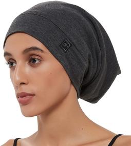 img 4 attached to 💤 Satin Sleep Cap Bonnet: Stylish, Comfortable, & Protective Hair Care Cap for Curly, Long, & Chemically Treated Hair