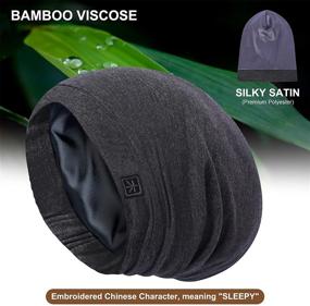 img 3 attached to 💤 Satin Sleep Cap Bonnet: Stylish, Comfortable, & Protective Hair Care Cap for Curly, Long, & Chemically Treated Hair