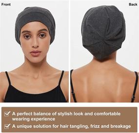 img 2 attached to 💤 Satin Sleep Cap Bonnet: Stylish, Comfortable, & Protective Hair Care Cap for Curly, Long, & Chemically Treated Hair