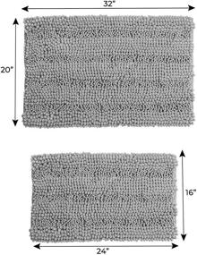 img 3 attached to 🛁 Ванночные коврики и ковры Zebrux - Мягкие, поглощающие, полосатые ванночные коврики для помещений и кухни - Набор из 2 шт. (20x30''+15x23'') - Светло-серый