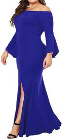 img 2 attached to 👗 Ecosunny Women Evening Shoulder Fishtail Dress: Elegant WH Women's Clothing for Special Occasions