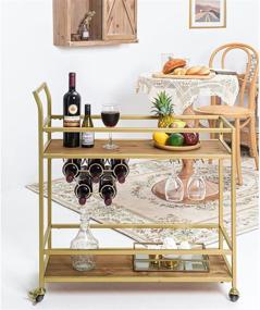 img 1 attached to 🎉 Stylish HAWOO Gold Bar Cart with 2 Shelves - Perfect for Christmas, Parties, and Home Decor