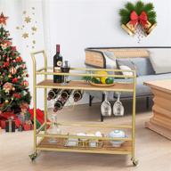 🎉 stylish hawoo gold bar cart with 2 shelves - perfect for christmas, parties, and home decor logo