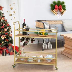 img 4 attached to 🎉 Stylish HAWOO Gold Bar Cart with 2 Shelves - Perfect for Christmas, Parties, and Home Decor