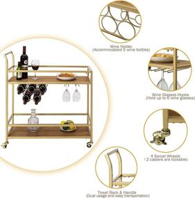 img 2 attached to 🎉 Stylish HAWOO Gold Bar Cart with 2 Shelves - Perfect for Christmas, Parties, and Home Decor