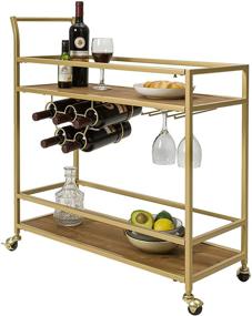 img 3 attached to 🎉 Stylish HAWOO Gold Bar Cart with 2 Shelves - Perfect for Christmas, Parties, and Home Decor