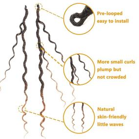 img 1 attached to 🌸 Boho Style 6 Packs Curly Faux Locs Crochet Hair - 18 Inch Goddess Locs Synthetic Braids for Hippie Locs, T1B/30 Shade