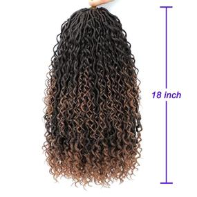 img 2 attached to 🌸 Boho Style 6 Packs Curly Faux Locs Crochet Hair - 18 Inch Goddess Locs Synthetic Braids for Hippie Locs, T1B/30 Shade