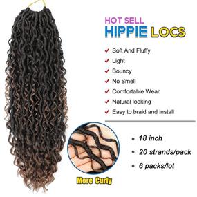 img 3 attached to 🌸 Boho Style 6 Packs Curly Faux Locs Crochet Hair - 18 Inch Goddess Locs Synthetic Braids for Hippie Locs, T1B/30 Shade